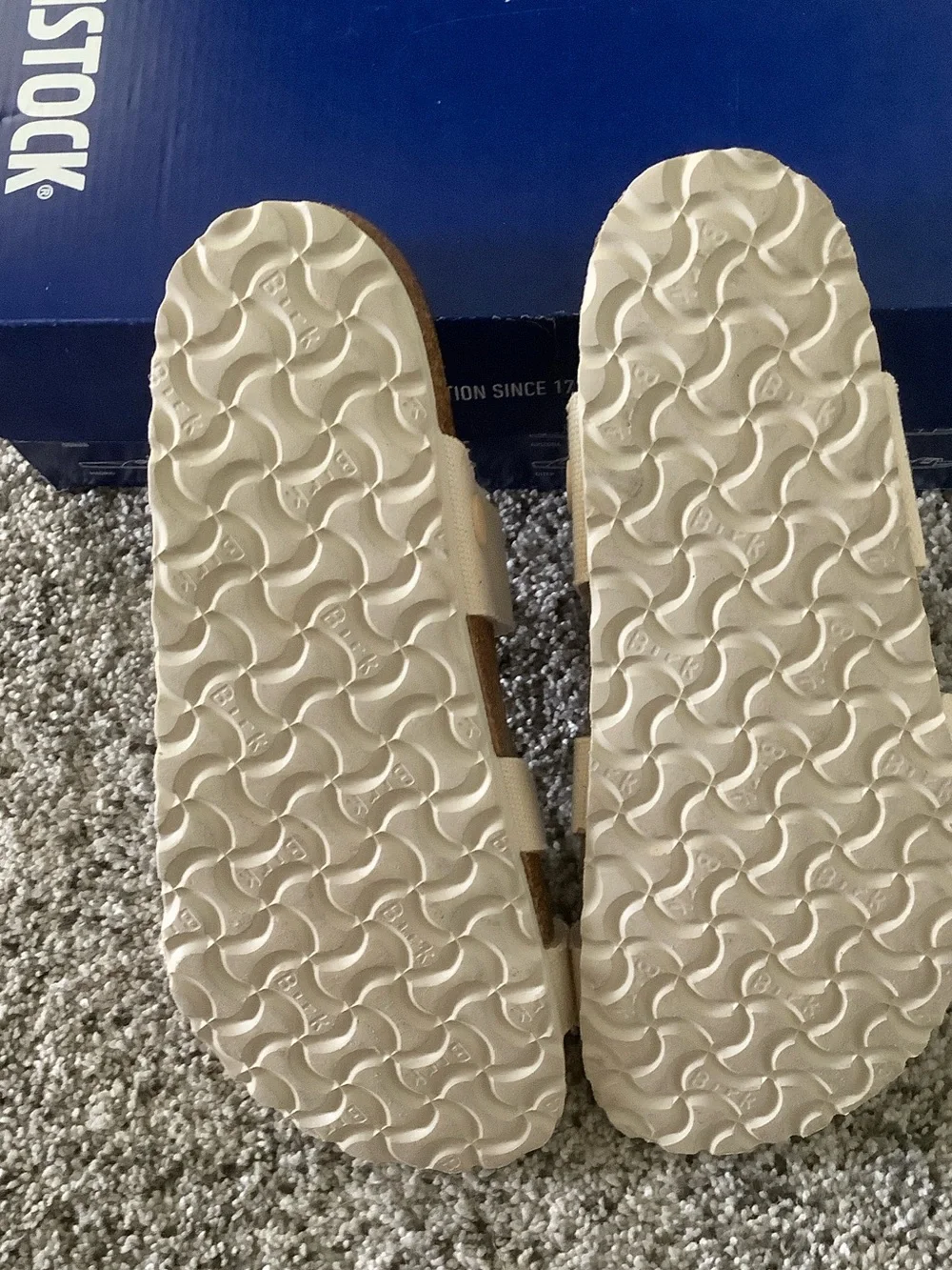 Birkenstock Vegan Canvas Sandals Eggshell with Rivet Detail